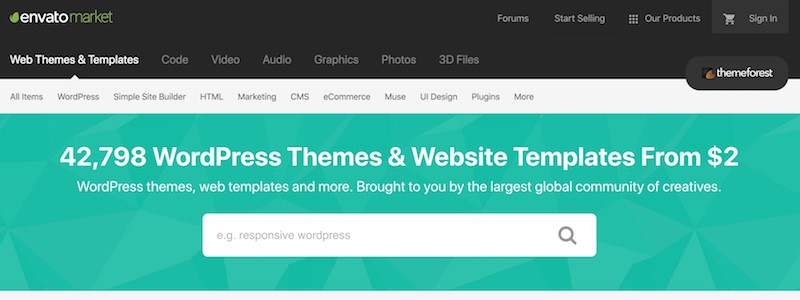 pagina web de themeforest para descargar plantillas o temas de wordpress